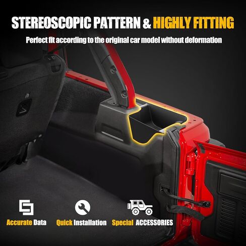 MIKKUPPA Wheel Well Storage Bin, Cargo Tray Rear Trunk Organizer Compatible with 2018-2023 Jeep Wrangler JL JLU Interior Storage Accessories, Left & Right Side, Black in Kuwait