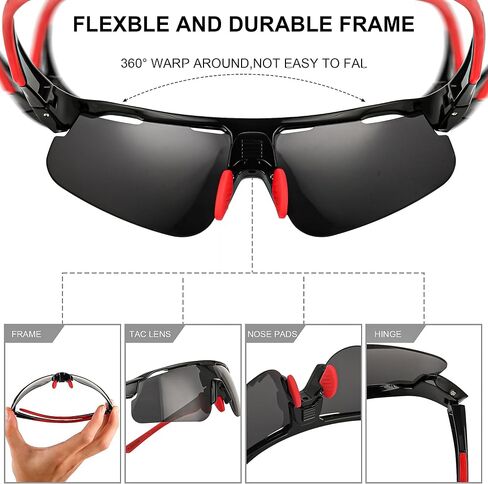 Polarized Sports Sunglasses for Men: Cycling Sun Glasses for Youth Womens UV400 Protection Goggles for Baseball Running in Saudi Arabia