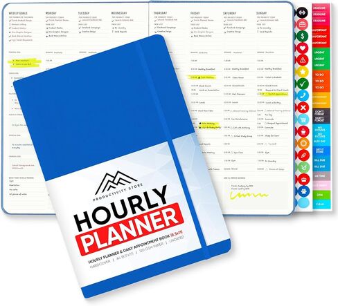 Hourly Planner & Appointment Book (8.5" x 11") - Premium Hourly Planner with Daily Schedule & 30-Minute Time Slots for Better Time Management by PRODUCTIVITY STORE (A4, Blue) in Saudi Arabia