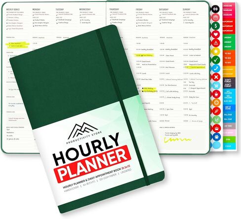 Hourly Planner & Appointment Book (8.5" x 11") - Premium Hourly Planner with Daily Schedule & 30-Minute Time Slots for Better Time Management by PRODUCTIVITY STORE (A4, Blue) in Saudi Arabia