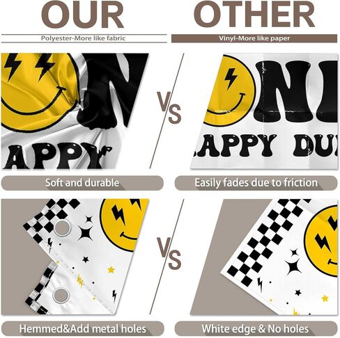 72x43inch One Happy Dude Backdrop Smiley Face Theme Photography Background for Kids 1st Birthday Party Decorations Hippie Groovy Photo Banner Booth in Saudi Arabia
