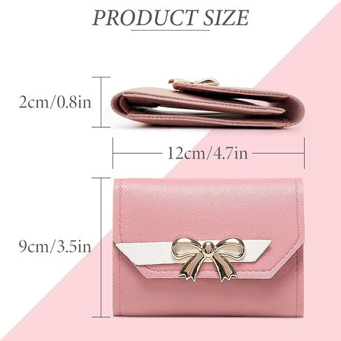 FuninCrea Small Wallets Woman, Leather Women Purse Credit Card Holder for Women, Womens Wallet Slim Wallet Soft Cute Wallet with Bow Knot & Buckle Bifold Ladies Wallet with ID Window (Blue) in Saudi Arabia