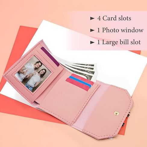 FuninCrea Small Wallets Woman, Leather Women Purse Credit Card Holder for Women, Womens Wallet Slim Wallet Soft Cute Wallet with Bow Knot & Buckle Bifold Ladies Wallet with ID Window (Blue) in Saudi Arabia