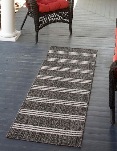 سجادة منطقة المجموعة الخارجية الفريدة من نوعها Loom Jill Zarin - أنغيلا (2 × 7 بوصة 1 بوصة، فحمي/عاجي) in Kuwait