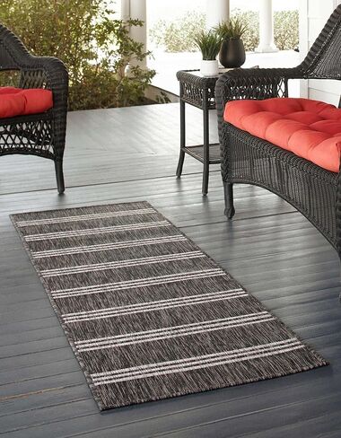 سجادة منطقة المجموعة الخارجية الفريدة من نوعها Loom Jill Zarin - أنغيلا (2 × 7 بوصة 1 بوصة، فحمي/عاجي) in Kuwait