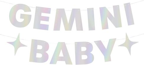 xo، لافتة من رقائق معدنية قزحية لحفلات أعياد الميلاد من Fetti Gemini - 5 أقدام. | زودياك الجوزاء، الأبراج، هدية ديكورات حفلات عيد الميلاد التنجيم in Saudi Arabia
