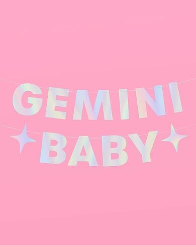 xo، لافتة من رقائق معدنية قزحية لحفلات أعياد الميلاد من Fetti Gemini - 5 أقدام. | زودياك الجوزاء، الأبراج، هدية ديكورات حفلات عيد الميلاد التنجيم in Saudi Arabia