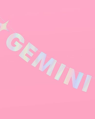 xo، لافتة من رقائق معدنية قزحية لحفلات أعياد الميلاد من Fetti Gemini - 5 أقدام. | زودياك الجوزاء، الأبراج، هدية ديكورات حفلات عيد الميلاد التنجيم in Saudi Arabia