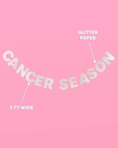 xo, Fetti Cancer Season Birthday Party Silver Glitter Banner - 5 Ft. | Zodiac Cancer, Horoscope, Astrology Bday Party Decorations Gift in Saudi Arabia