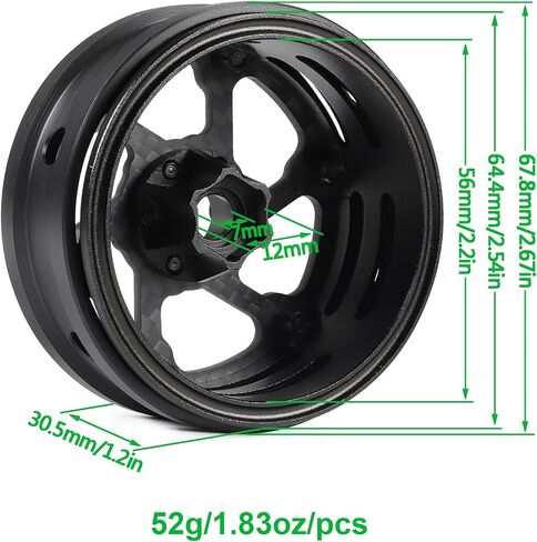 2.2 beadlock Wheels 4PCS Carbon Fiber Wheel Rims for 1/10 RC Crawler Cheater Rigs Capra SCX10 Pro TF2 Element Enduro TRX4 Upgrades accessories (Carbon Fiber 2.2 beadlock Wheels E) in Saudi Arabia