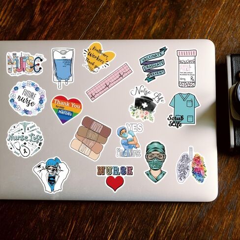 50 Pcs Nurse Stickers, Nursing Stickers Nurse's Day Decals Nurse Accessories Medical Decals for Work Nurse Week Gifts for Computer Water Bottles Cups Planner Scrapbook Car Luggage in Saudi Arabia