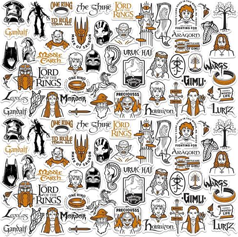 Lord of The Rings Iconic 50ct Vinyl Large Deluxe Stickers Variety Pack - Laptop, Water Bottle, Scrapbooking, Tablet, Skateboard, Indoor/Outdoor in Saudi Arabia