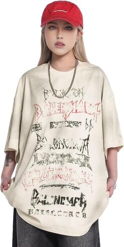 Arnodefrance Men Vintage Graphic Printing T-Shirt Hip Hop Rapper Tee Shirt Cotton Short Sleeve Shirt in Saudi Arabia