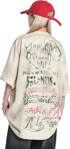 Arnodefrance Men Vintage Graphic Printing T-Shirt Hip Hop Rapper Tee Shirt Cotton Short Sleeve Shirt in Saudi Arabia