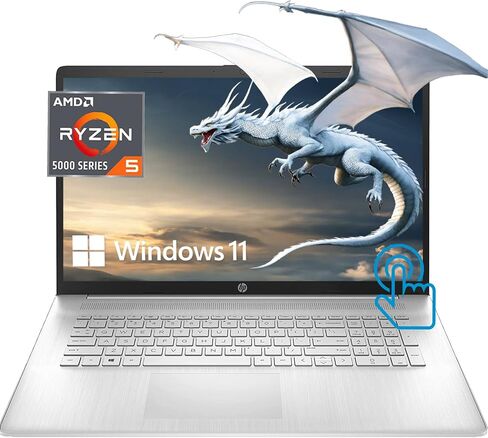 كمبيوتر محمول HP Pavilion، شاشة لمس 17.3 بوصة عالية الدقة (1600 × 900)، معالج AMD Ryzen 5 5500U (Beats i7-1185G7)، ذاكرة الوصول العشوائي 16 جيجابايت | 1 تيرابايت PCIe SSD، رسومات AMD Radeon، 6 نواة، عمر بطارية طويل، Windows 11 Pro in Saudi Arabia