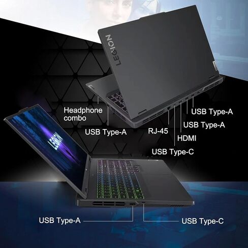Lenovo Legion Pro 5 Gaming Laptop, 16" WQXGA Display 165Hz, Intel Core i7-13700HX, GeForce RTX 4060, 64GB DDR5 RAM, 1TB SSD, RGB Backlit KB, Numeric Keypad, HDMI, RJ45, Wi-Fi 6, Windows 11 Home, Grey in Saudi Arabia