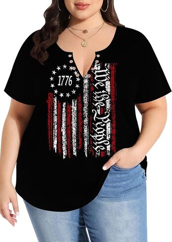 USA Flag V-Neck Shirt: Women 4th July Tshirt Patriotic Shirt American Flag Sexy Short Sleeve Top in Saudi Arabia