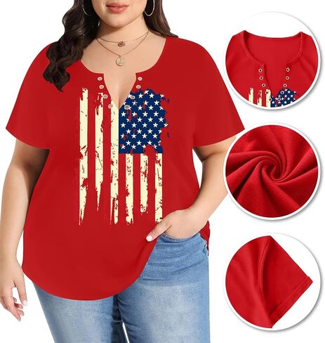 USA Flag V-Neck Shirt: Women 4th July Tshirt Patriotic Shirt American Flag Sexy Short Sleeve Top in Saudi Arabia