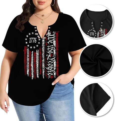 USA Flag V-Neck Shirt: Women 4th July Tshirt Patriotic Shirt American Flag Sexy Short Sleeve Top in Saudi Arabia