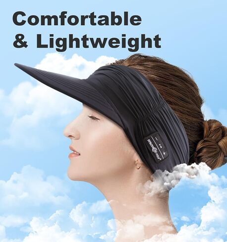 قبعات واقي من الشمس من MUSICOZY مع سماعات بلوتوث وقبعات الشاطئ وقبعات للنساء للحماية من الأشعة فوق البنفسجية للرياضة والجولف والتنس والجري باللون الأسود in Kuwait