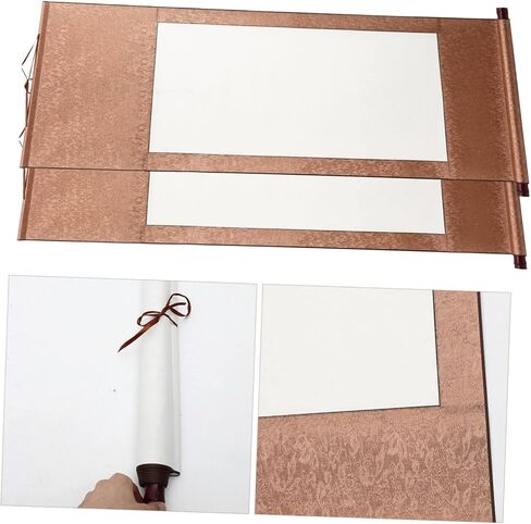 ULDIGI 2pcs Blank Painting Scroll Paper Wrapped Scroll Chinese Calligraphy Scroll Blank Writing Wall Hangings Chinese Calligraphy Paper Chinese Painting Scroll Reel Wood Couplet Paper in Saudi Arabia