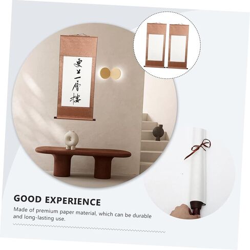 ULDIGI 2pcs Blank Painting Scroll Paper Wrapped Scroll Chinese Calligraphy Scroll Blank Writing Wall Hangings Chinese Calligraphy Paper Chinese Painting Scroll Reel Wood Couplet Paper in Saudi Arabia