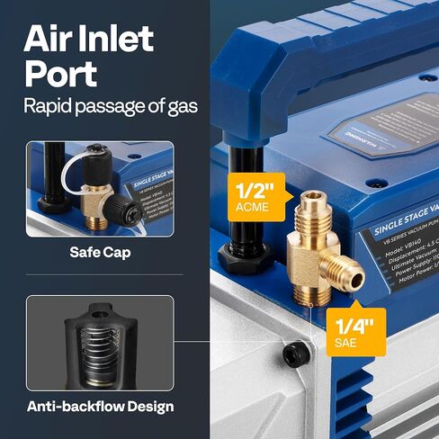 VIVOHOME 110V 1/3 HP 4.5CFM مضخة تفريغ تكييف الهواء أحادية المرحلة ومجموعة قياس مشعب التيار المتردد، محرك بدون بريق لأنظمة R32 R1234yf R134a R22 R410a، إعادة شحن تبريد تكييف الهواء HVAC in Saudi Arabia