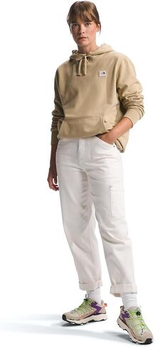 THE NORTH FACE Womens Heritage Patch Pullover Hoodie, S, Khaki Stone in Saudi Arabia