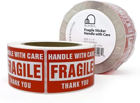 Buhbo Fragile Sticker 2" x 3" - Handle with Care - Shipping Label (500 Labels Per Roll) in Saudi Arabia