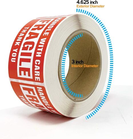 Buhbo Fragile Sticker 2" x 3" - Handle with Care - Shipping Label (500 Labels Per Roll) in Saudi Arabia