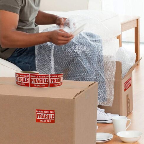 Buhbo Fragile Sticker 2" x 3" - Handle with Care - Shipping Label (500 Labels Per Roll) in Saudi Arabia