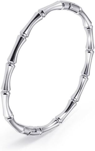 XAM Stainless Steel Bamboo Style Classic Plain Open Clasp Bangle Bracelet Spring Buckle Bracelet Textured Jewelry Gift for Women in Saudi Arabia