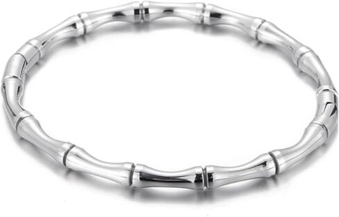 XAM Stainless Steel Bamboo Style Classic Plain Open Clasp Bangle Bracelet Spring Buckle Bracelet Textured Jewelry Gift for Women in Saudi Arabia