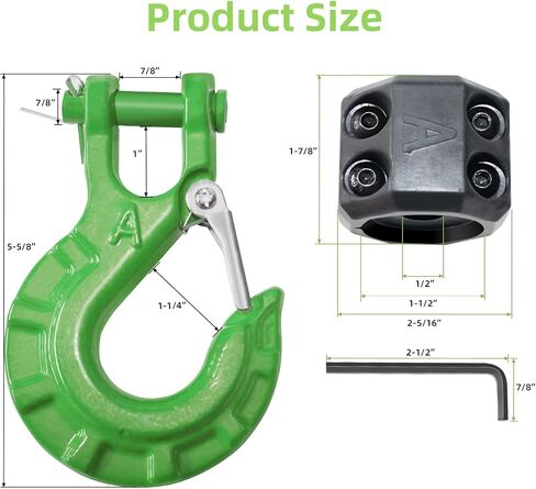 Chain Hook with Safety Latch Heavy Duty Clevis Slip Hook Grade (Green) in Saudi Arabia