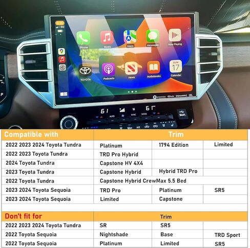 متوافق مع واقي شاشة تويوتا تندرا 2022-2024 من الزجاج المقسى، واقي شاشة سيكويا 2023 2024 مقاس 14 بوصة، واقي شاشة لمس تندرا عالي الوضوح صلابة 9H مضادة لبصمات الأصابع، قطعة واحدة in Kuwait