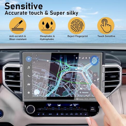 متوافق مع واقي شاشة تويوتا تندرا 2022-2024 من الزجاج المقسى، واقي شاشة سيكويا 2023 2024 مقاس 14 بوصة، واقي شاشة لمس تندرا عالي الوضوح صلابة 9H مضادة لبصمات الأصابع، قطعة واحدة in Kuwait