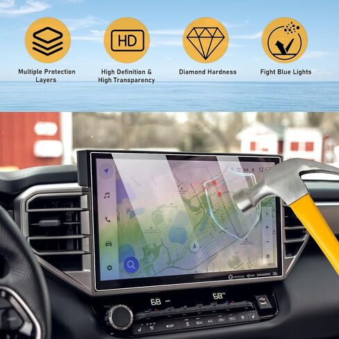 متوافق مع واقي شاشة تويوتا تندرا 2022-2024 من الزجاج المقسى، واقي شاشة سيكويا 2023 2024 مقاس 14 بوصة، واقي شاشة لمس تندرا عالي الوضوح صلابة 9H مضادة لبصمات الأصابع، قطعة واحدة in Kuwait