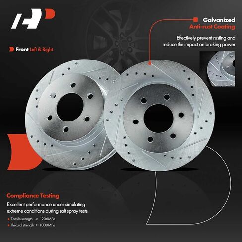A-Premium 11.29 inch (287mm) Front Drilled and Slotted Disc Brake Rotors + Ceramic Pads Kit Compatible with Select Dodge Models - Durango 1998-1999, Dakota 1999, 6-PC Set in Saudi Arabia