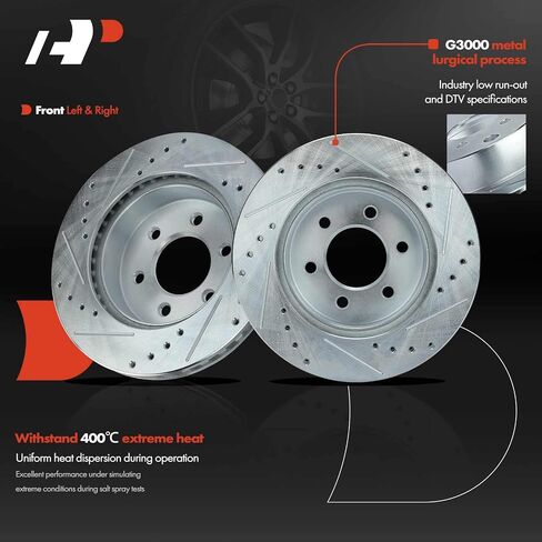 A-Premium 11.29 inch (287mm) Front Drilled and Slotted Disc Brake Rotors + Ceramic Pads Kit Compatible with Select Dodge Models - Durango 1998-1999, Dakota 1999, 6-PC Set in Saudi Arabia