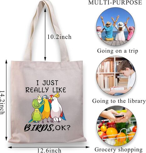 BDPWSS Parrots Lover Gift Parrot Tote Bag Bird Watching Gift i Just Really Like Birds Parrot Cockatoo Ornithologist Gift in Saudi Arabia