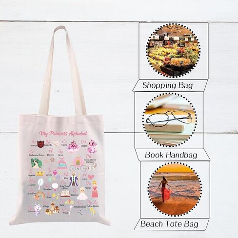 CMNIM Fairy Princess Lover Gifts My Princess Alphabet Tote Bags Fairy Tales Shoulder Bag Gift for Daughter Birthday Favors in Saudi Arabia