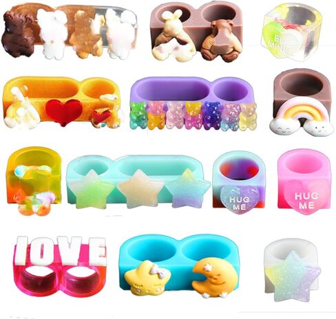 1/2/3 حلقة الراتنج الدائري قالب السيليكون حلقة سميكة الايبوكسي قالب الصب لطيف حلقة الراتنج قالب للفن الحرفية صنع المجوهرات خواتم القلائد سوار المفاتيح المعلقات الديكور in Kuwait