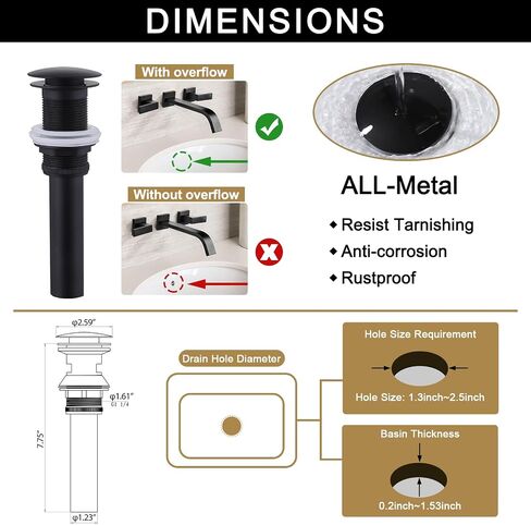 Brass Wall Mount Bathroom Faucet,Brushed Gold Wall Mounted Vessel Sink Faucet with Dual Lever Handles,Widespread 3 Holes Wall Faucet for Vanity Lavatory Sink,Rough in Valve in Saudi Arabia
