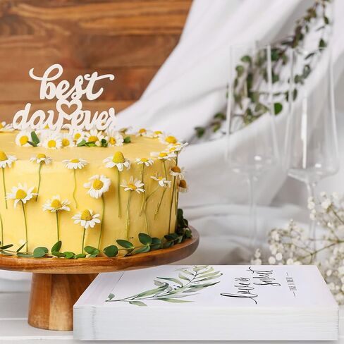 Whaline 150Pcs Wedding Favors Candy Buffet Bags Self-Adhesive Love Is Sweet Wedding Treat Bags Green Leaves Pattern Cookie Snack Bag White Kraft Paper Party Favor Bags for Gifts, 5 x 7.3 Inch in Saudi Arabia