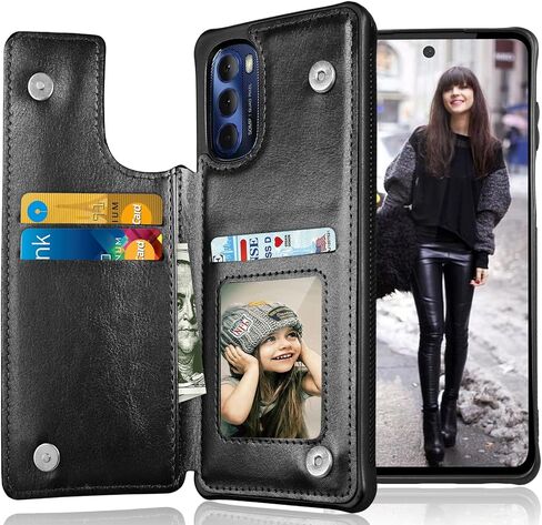 Tekcoo Wallet Case for Motorola Moto G Stylus 5G (2022) | XT2215 Minimalist Luxury PU Leather ID Cash Credit Card Holder Slots Magnetic Closure Kickstand Folio Flip Slim Protective Cover - Black in Saudi Arabia
