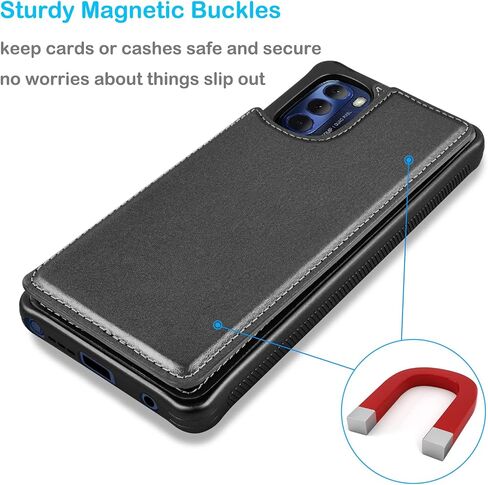 Tekcoo Wallet Case for Motorola Moto G Stylus 5G (2022) | XT2215 Minimalist Luxury PU Leather ID Cash Credit Card Holder Slots Magnetic Closure Kickstand Folio Flip Slim Protective Cover - Black in Saudi Arabia