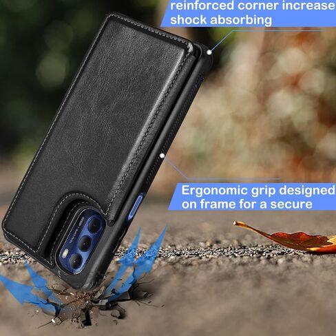 Tekcoo Wallet Case for Motorola Moto G Stylus 5G (2022) | XT2215 Minimalist Luxury PU Leather ID Cash Credit Card Holder Slots Magnetic Closure Kickstand Folio Flip Slim Protective Cover - Black in Saudi Arabia