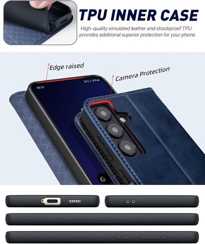 OCASE Compatible with Galaxy S24 Plus 5G Wallet Case, PU Leather Flip Folio Case with Card Holders RFID Blocking Kickstand [Shockproof TPU Inner Shell] Phone Cover 6.7 Inch (2024), Black in Saudi Arabia