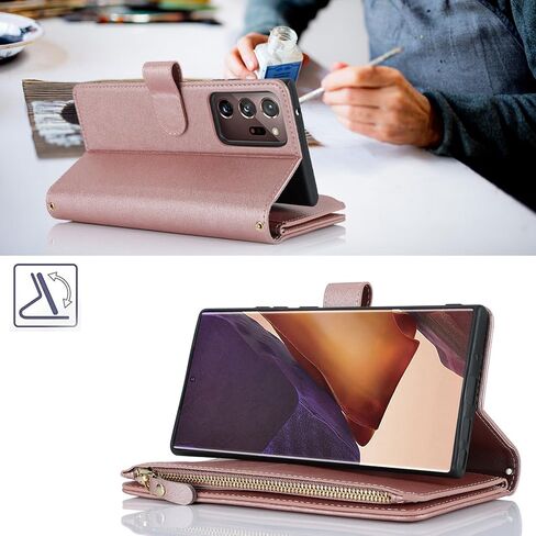 حافظة محفظة Jaorty Samsung Galaxy Note 20 Ultra للنساء والرجال مع حامل بطاقات، حافظات هاتف Samsung Note 20 Ultra Crossbody مع حبل حزام، جيب بسحاب من جلد البولي يوريثان، محفظة بمسند، 6.9 بوصة عنابي in Kuwait