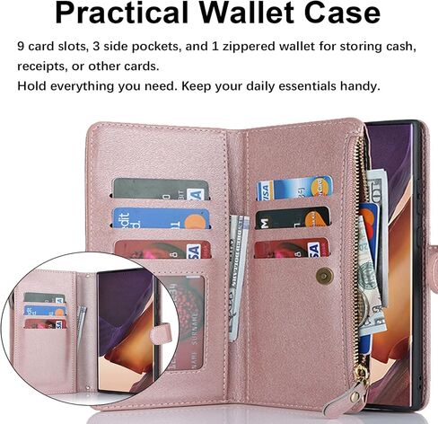 حافظة محفظة Jaorty Samsung Galaxy Note 20 Ultra للنساء والرجال مع حامل بطاقات، حافظات هاتف Samsung Note 20 Ultra Crossbody مع حبل حزام، جيب بسحاب من جلد البولي يوريثان، محفظة بمسند، 6.9 بوصة عنابي in Kuwait